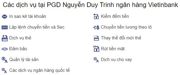 Services at Vietinbank Nguyen Duy Trinh Transaction Office